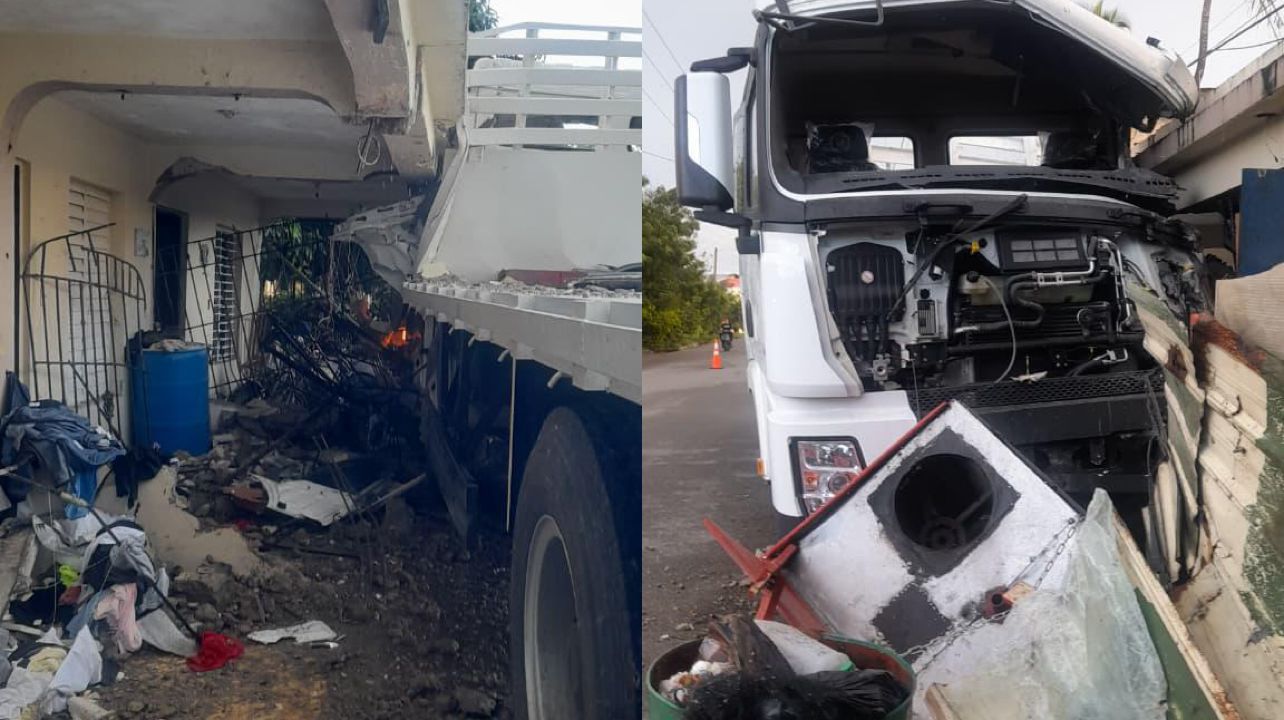 camión se estrella contra casa en Puerto Plata causando daños estructurales